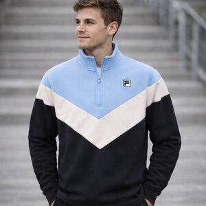 FILA Men’s Quarter Zip Colorblock Fleece Pullover – Size Small